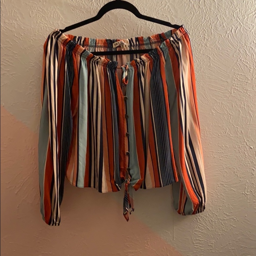Colorful off shoulder blouse